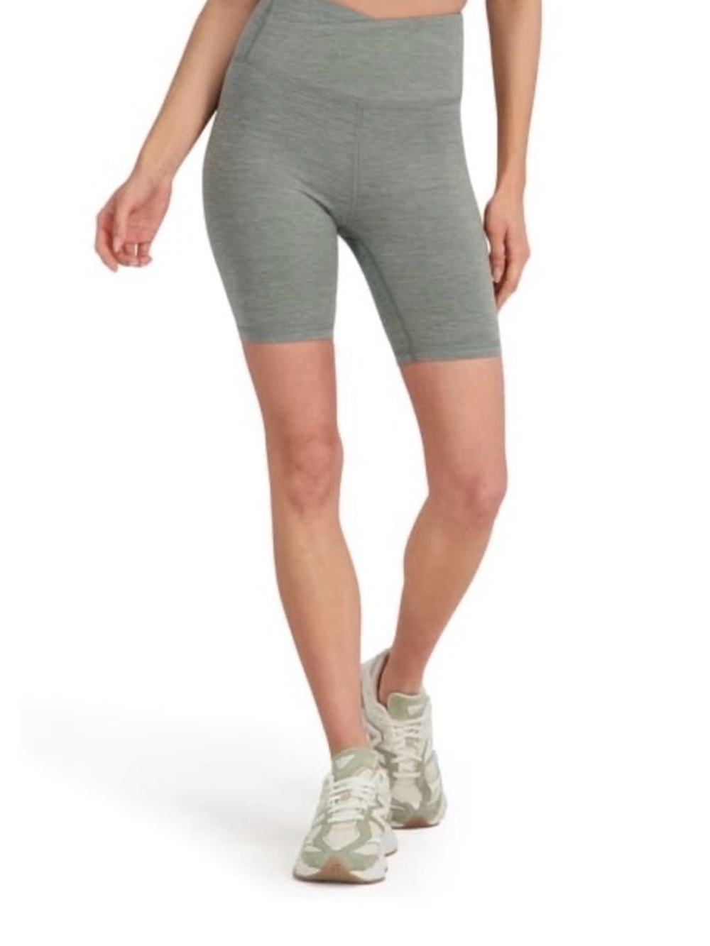 Outdoor Voices Heather Green High-Rise Bike Shorts
